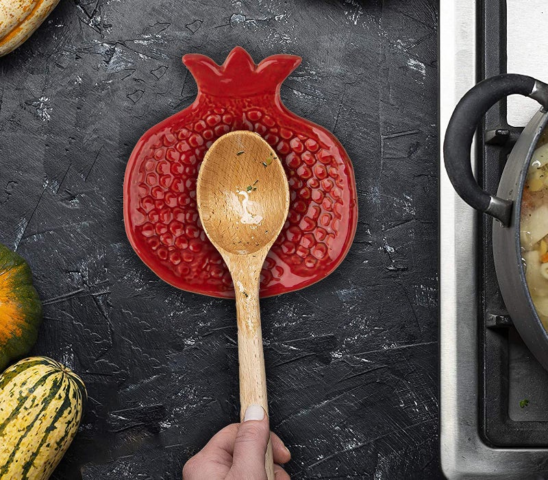 GABROC Spoon Rest 2 Pcs Spoon Holder For Stove Top Ceramic Spoon Rest For Kitchen Counter Spoon Rest For Stove Top Coffee Spoon Rest Pomegranate Shaped - Image 5